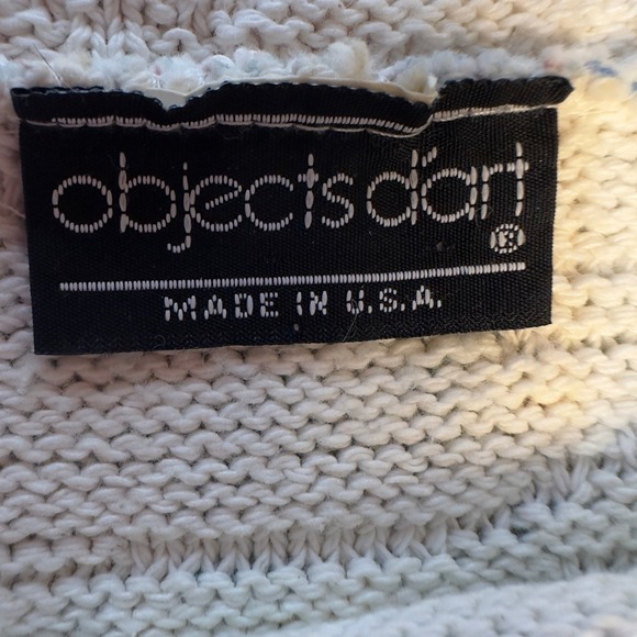 Objects d'Art Womens Cropped Sweater Retro Geometric Aztec Print Blue Green L - Picture 3 of 3